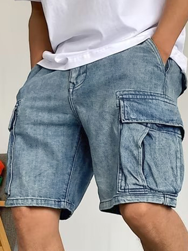 Herren-Cargo-Jeansshorts mit Tasche