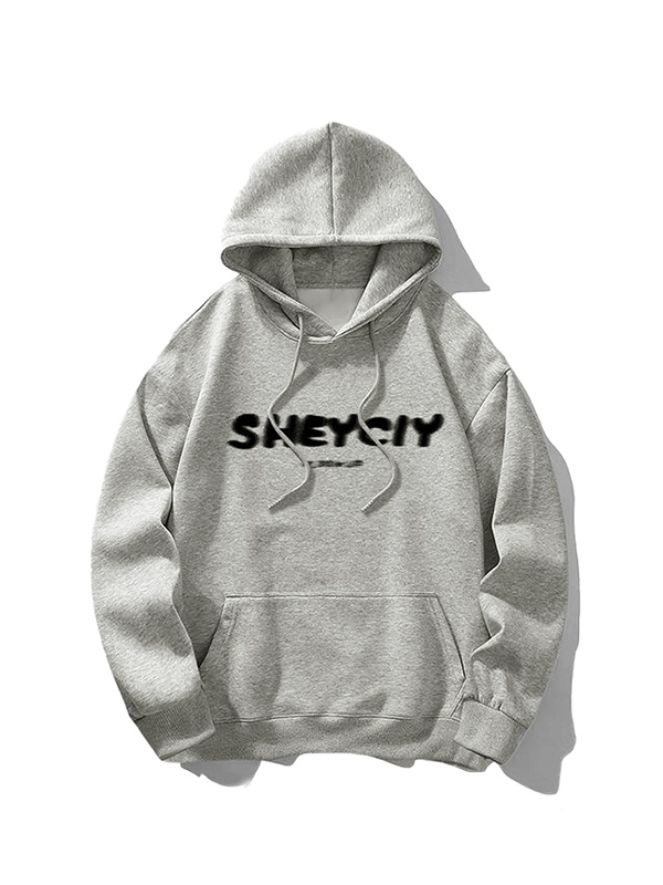 Übergroßer Kapuzenpullover für Herren mit verschwommenem Buchstabendruck