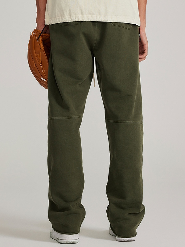 Einfarbige Herrenhose mit Kordelzug und geradem Bein