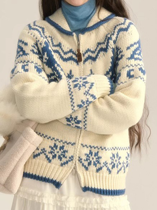 Fair Isle Weihnachtsbaum Blumen Strickjacke Strickjacke