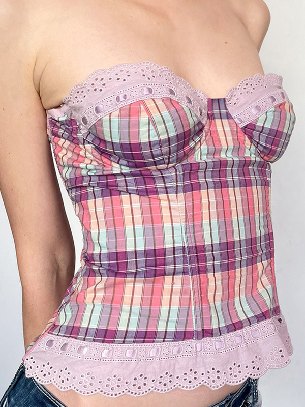 Kariertes Spicy Girl Bandeau-Top