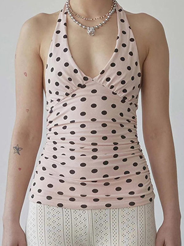 Neckholder-Cami-Top mit Polka Dot-Print