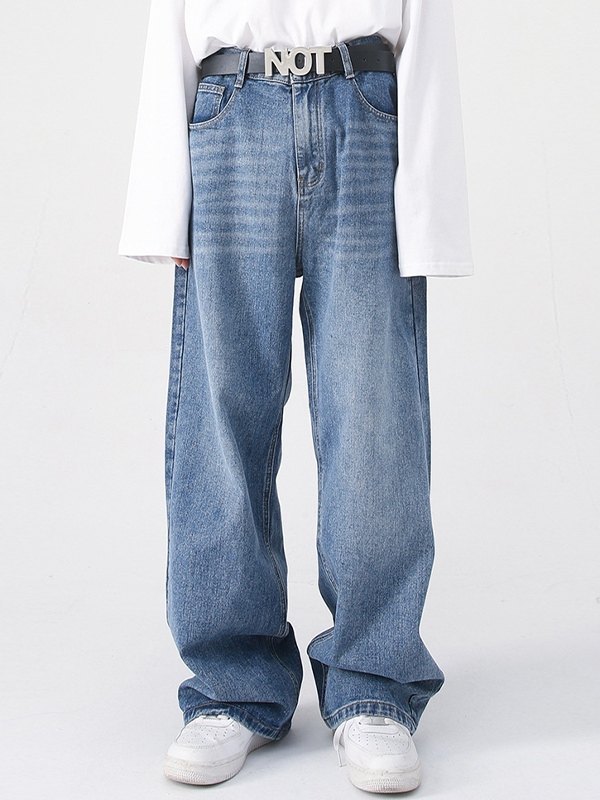 Lockere Herren-Jeans mit halbelastischer Taille und geradem Bein