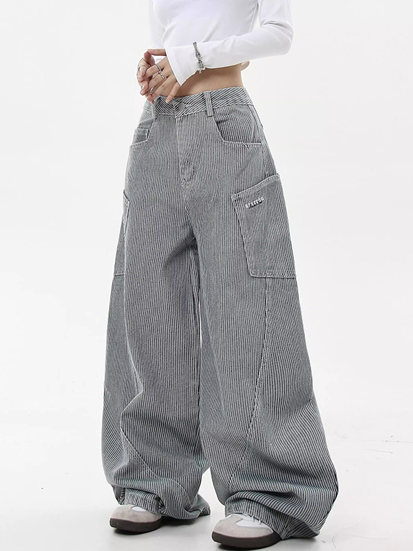 American Retro – Gestreifte Boyfriendjeans „Scimitar Banana“