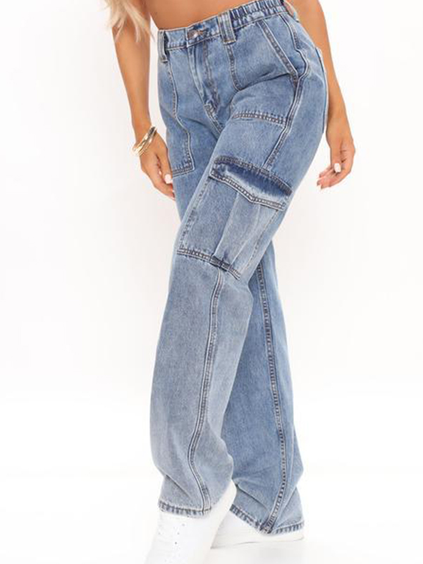 Lockere Workwear-Cargojeans mit weitem Bein