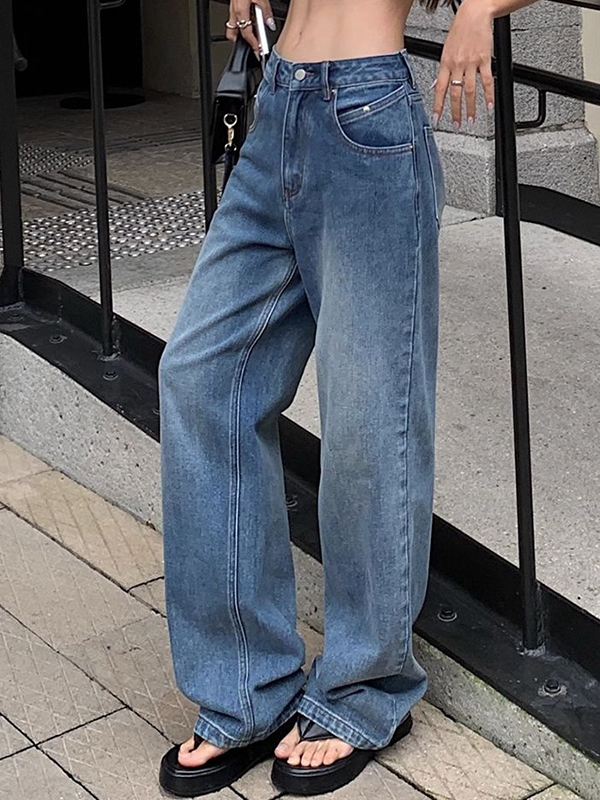 Vintage Blaue Lockere Boyfriend Jeans