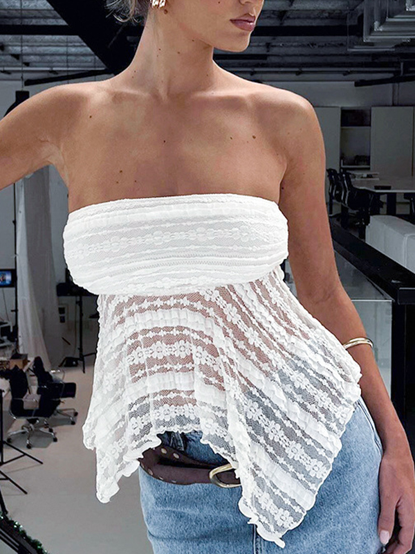 Sexy Bandeau-Top mit unregelmäßiger Spitze