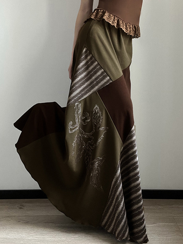 Patchwork-Maxirock mit Mori-Print