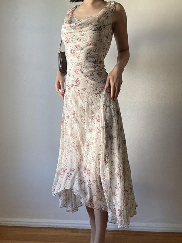 Maxikleid im Urlaubsstil mit Blumenmuster und unregelmäßigem Muster