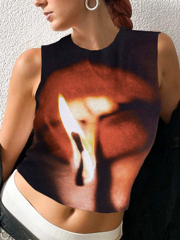 Ärmelloses Tanktop mit Rundhalsausschnitt