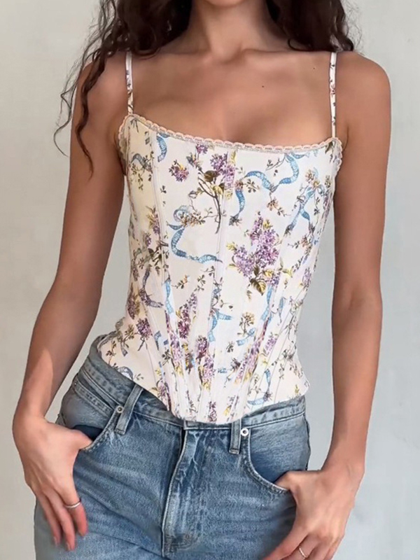 Cami-Top im Palaststil mit Blumendruck