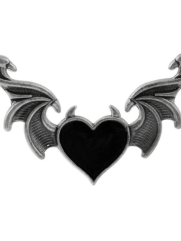 Teufel Flügel Herz Anhänger Halskette