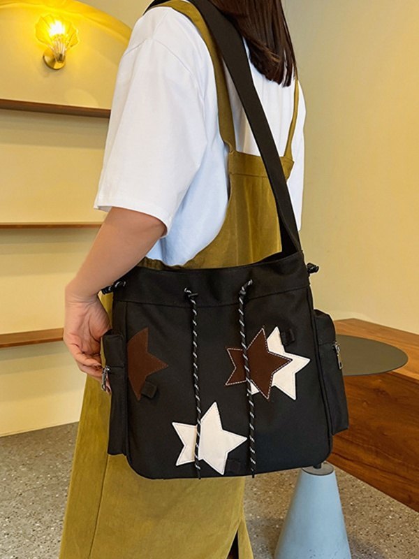 Canvas-Tasche mit kontrastierendem Stern-Print