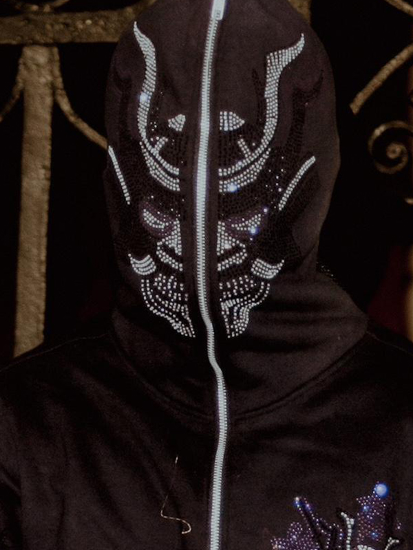 Übergroßer Herren-Hoodie mit Strass-Print