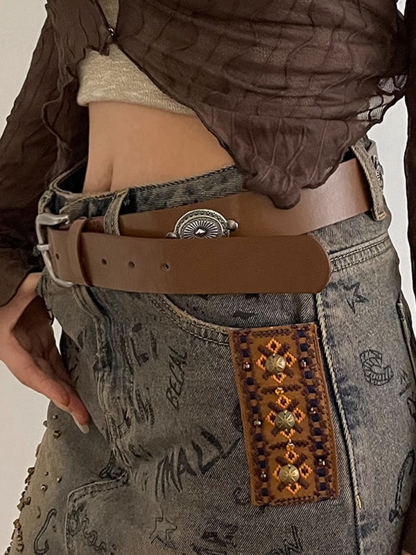 Vintage-Gürtel mit Metalldekor und Schnalle