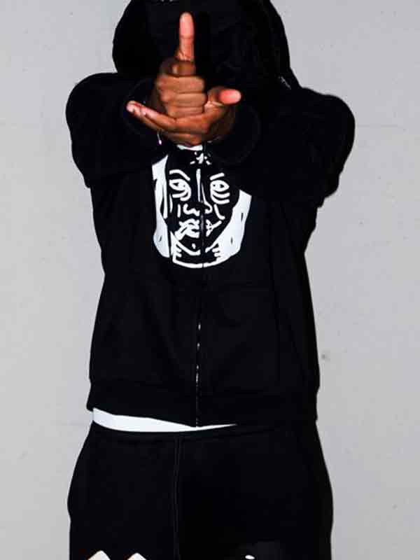 Übergroßer Kapuzenpullover mit lustigem Street-Print für Herren