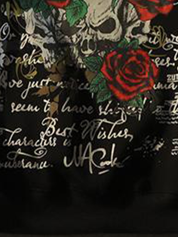 Übergroßer Kapuzenpullover mit Gothic-Rosenschädel-Print für Herren