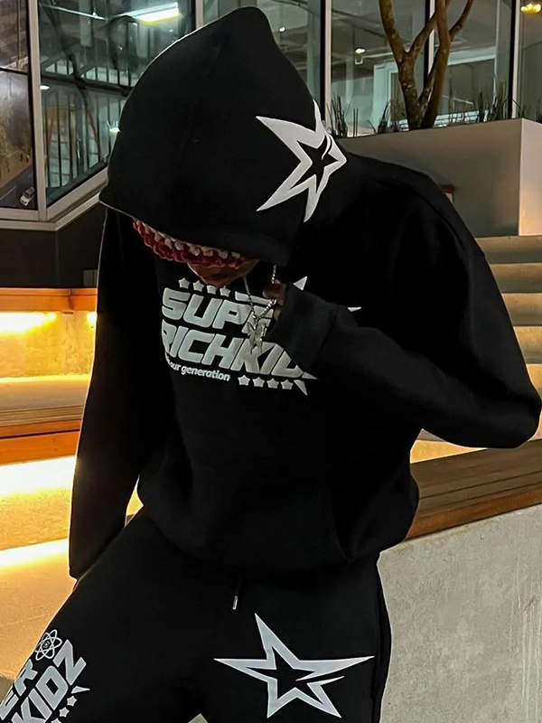 Übergroßer Kapuzenpullover mit Street Star-Buchstabenprint für Herren
