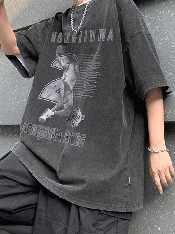 Übergroßes Kurzarm-T-Shirt für Herren mit Buchstabendruck