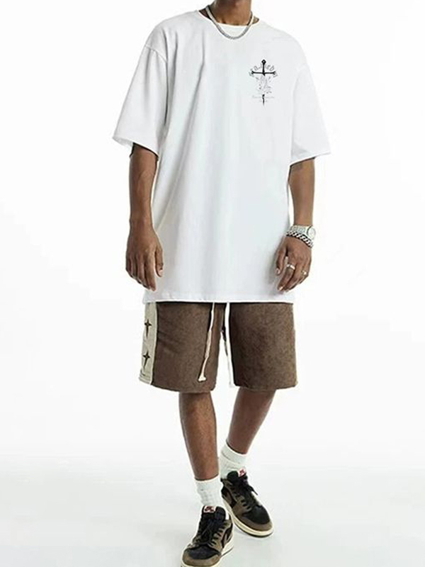 Grafisches, übergroßes Kurzarm-T-Shirt für Herren