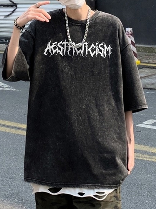 Übergroßes, kurzärmliges T-Shirt mit Flügel-Print für Herren