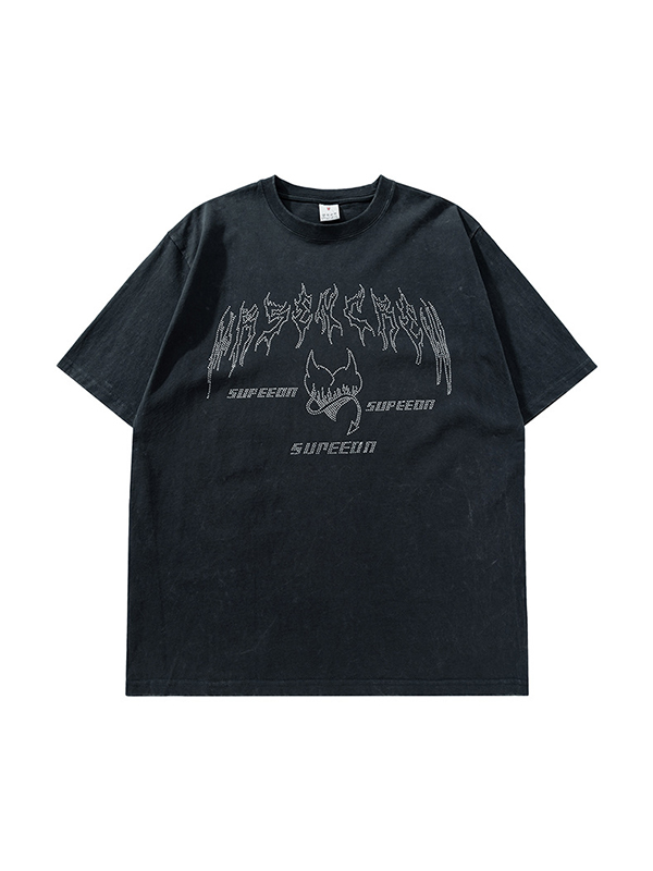 Übergroßes kurzärmliges T-Shirt mit Buchstabengrafik für Herren