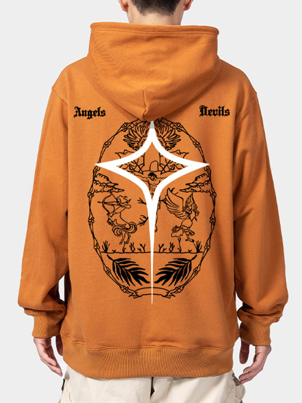 Übergroßer Langarm-Kapuzenpullover mit Stern für Herren