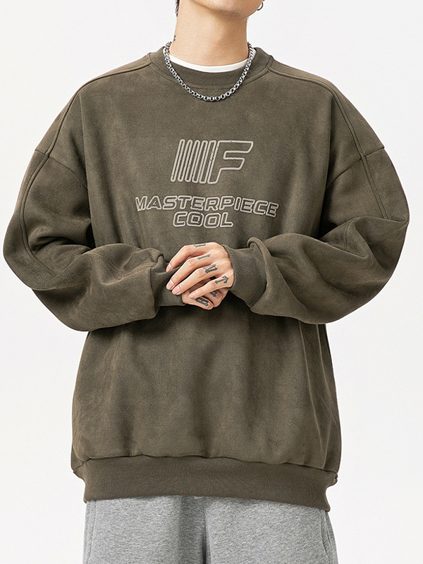 Übergroße Langarm-Sweatshirts aus Wildleder für Herren