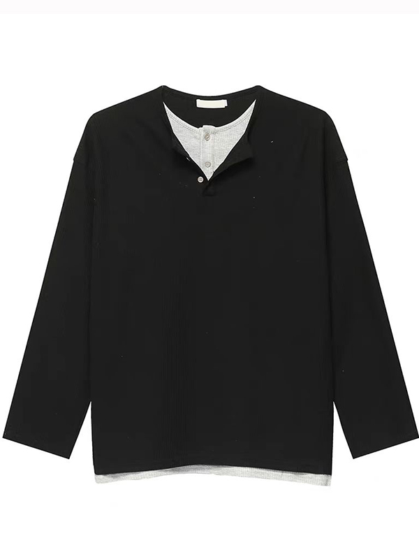 Einfarbiges, übergroßes, langärmliges T-Shirt für Herren