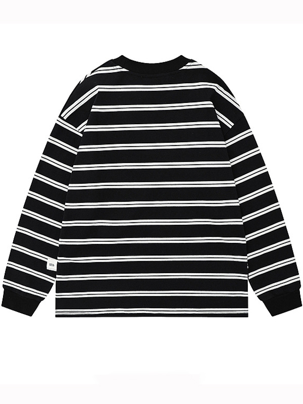 Übergroßes Langarm-T-Shirt mit Street-Streifen-Print für Herren