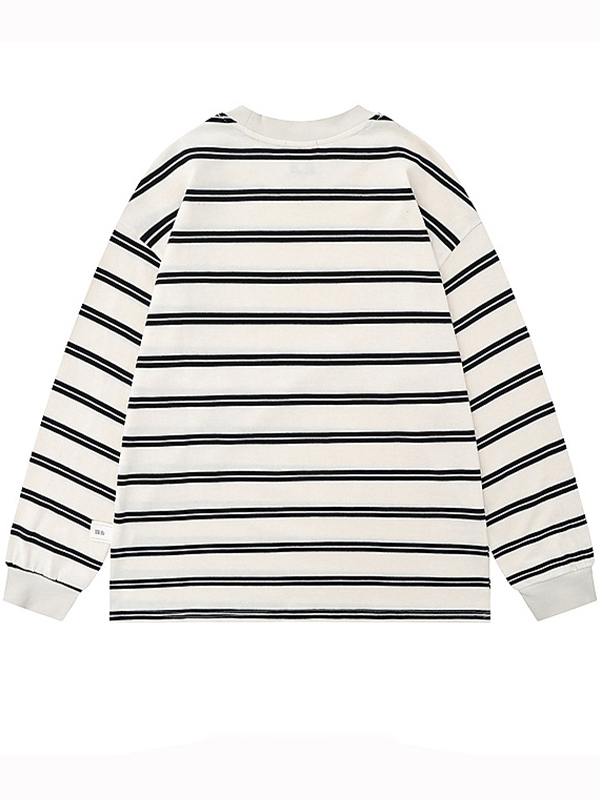 Übergroßes Langarm-T-Shirt mit Street-Streifen-Print für Herren