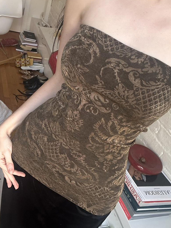 Bandeau-Top mit Vintage-Blumenmuster