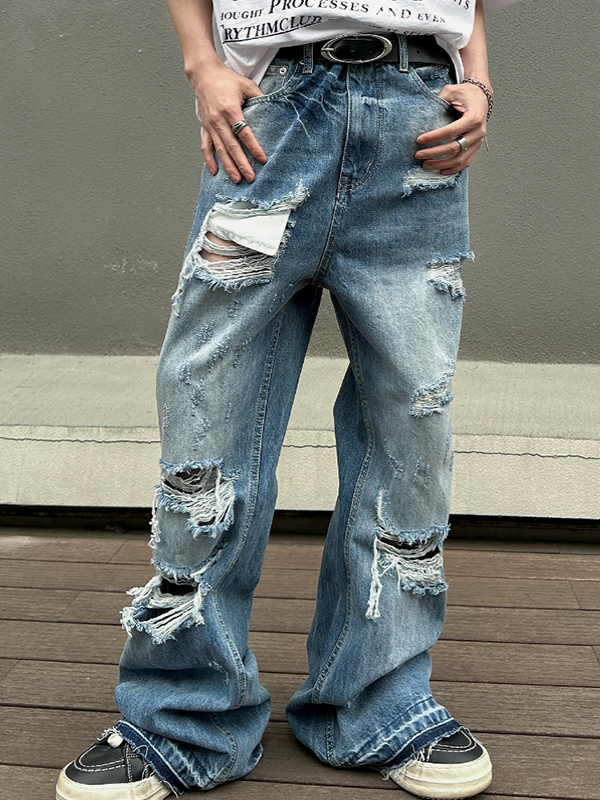 Lockere Jeans mit Whiskers-Muster für Herren