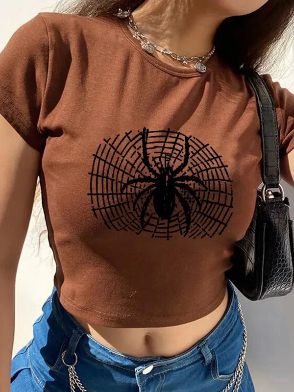 Kurzärmliges T-Shirt mit Spinnen-Print