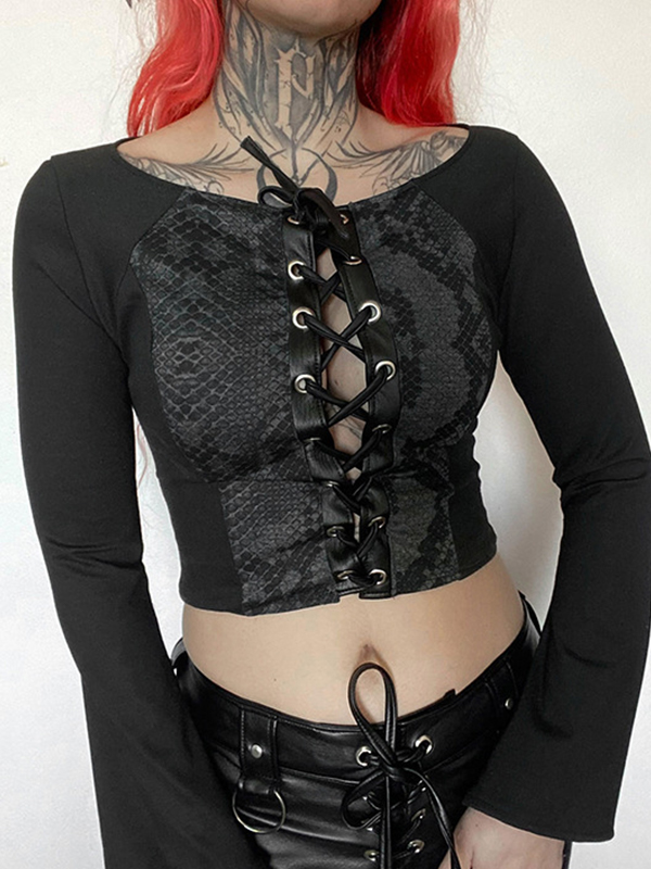 Langärmliges T-Shirt mit Schlangenmuster