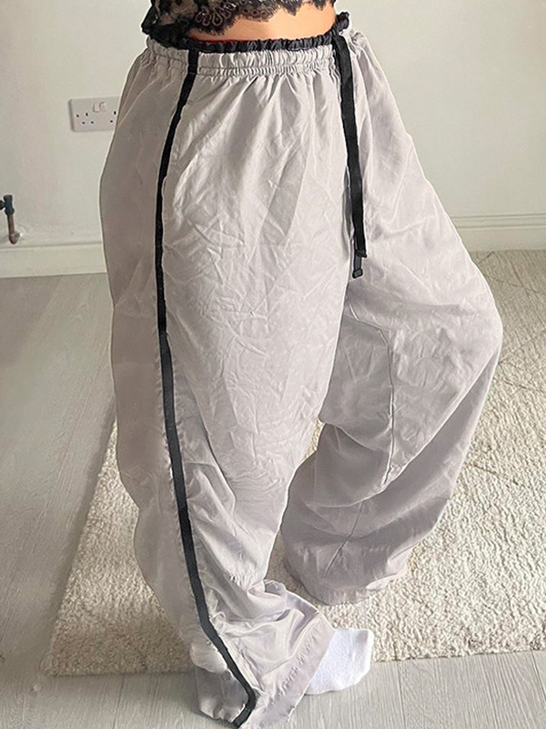 Hose mit weitem Bein und Farbblockdesign