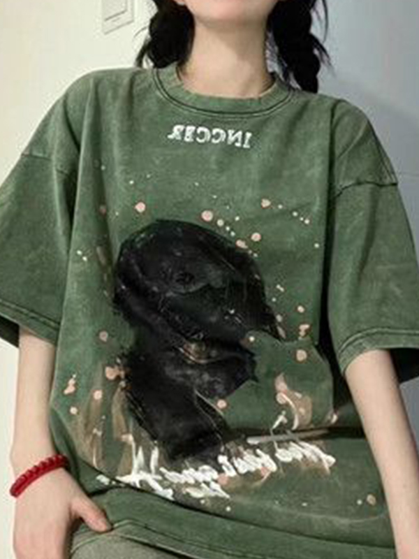 Übergroßes Kurzarm-T-Shirt im Vintage-Stil