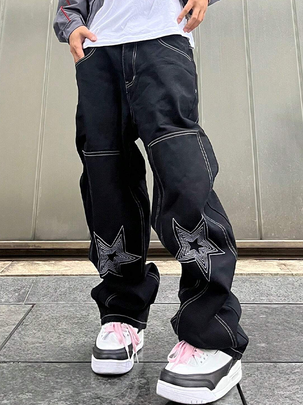 Lockere Jeans für Herren mit Sternen-Print