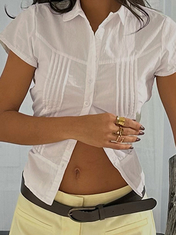 Kurzarmhemden mit Rüschenrevers