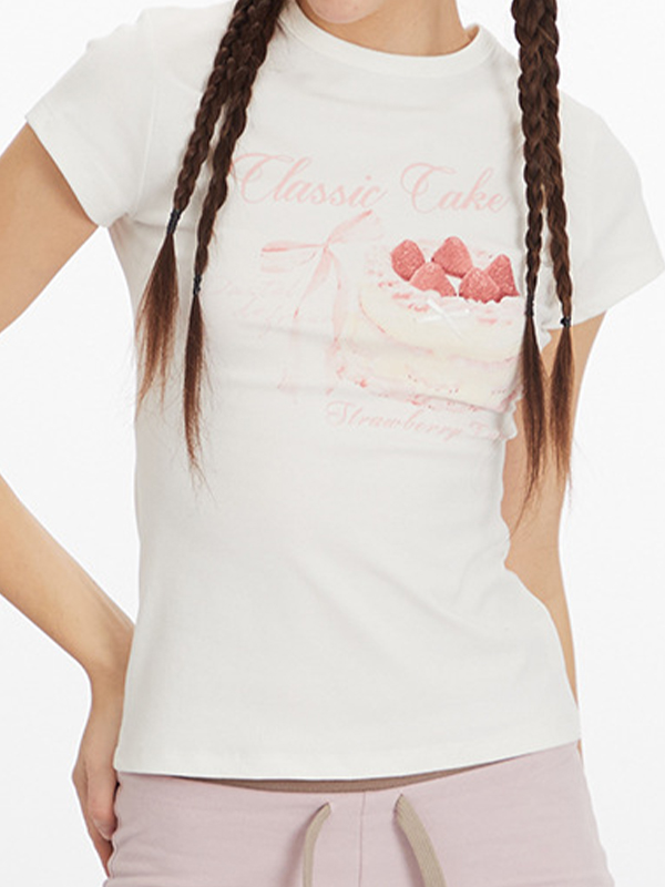 Kurzarm-T-Shirt mit Schleifen-Print