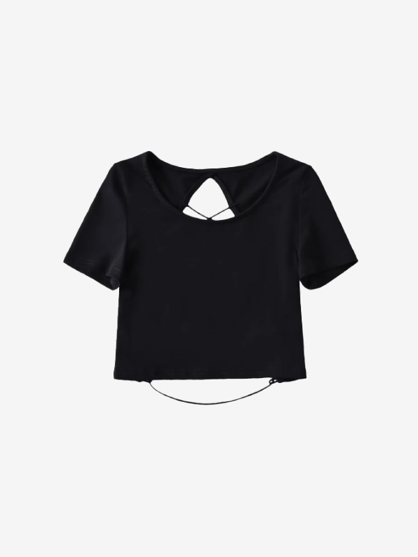 Kurzarm-T-Shirt mit Riemchenmuster