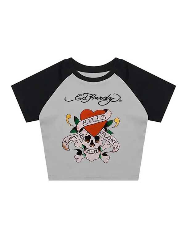 Kurzärmliges T-Shirt mit Herz-Print