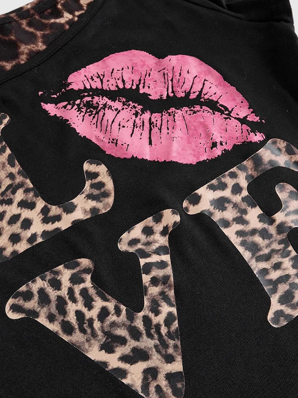 One-Shoulder-T-Shirt mit digitalem Druck und kurzen Ärmeln