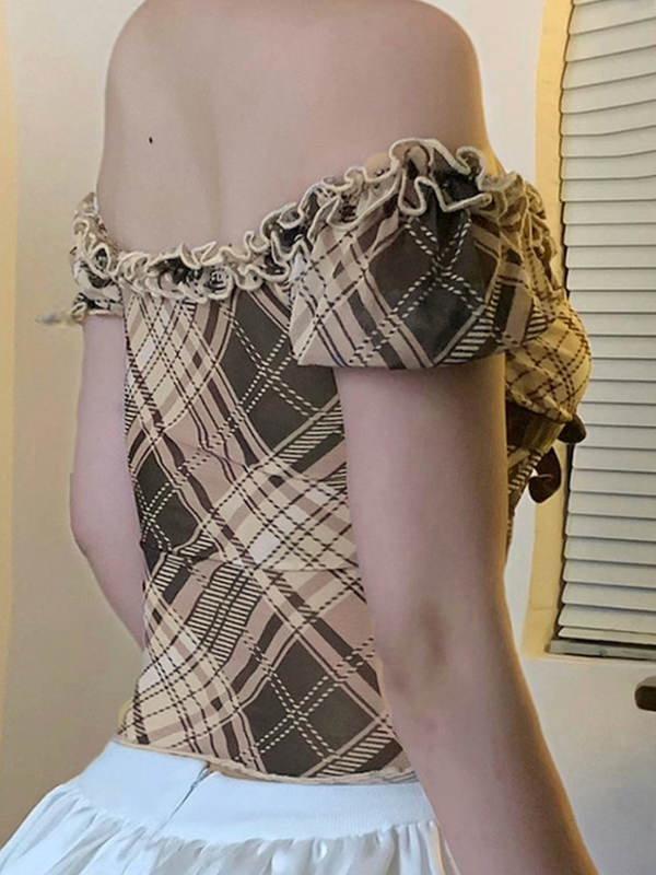 Kurzarm-T-Shirt mit Vichy-Karomuster