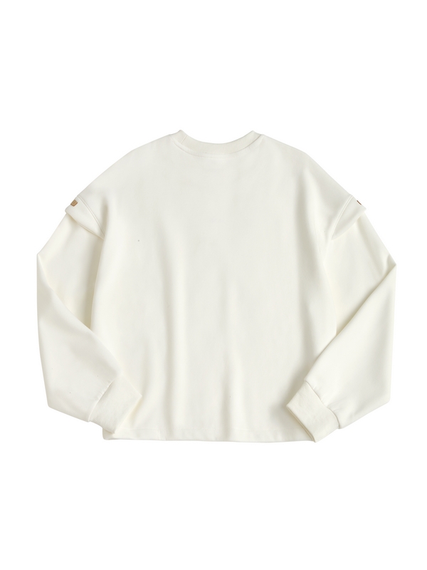 Einfarbiger, übergroßer Kapuzenpullover mit Etikettendekor