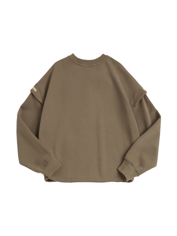 Einfarbiger, übergroßer Kapuzenpullover mit Etikettendekor