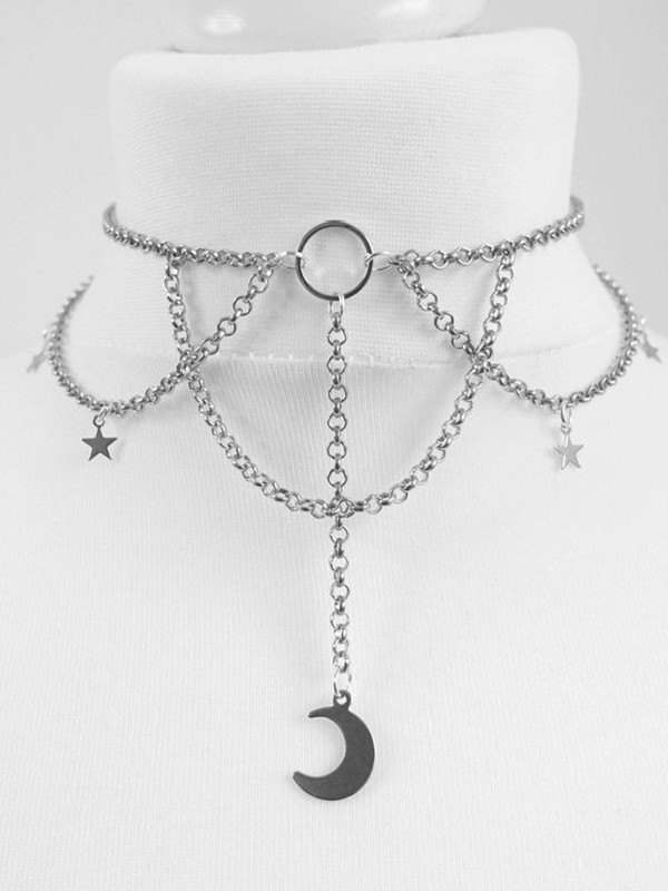 Stern-Mond-Charm-Kettenhalsband