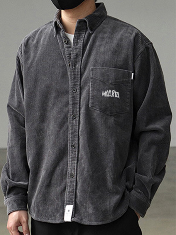 Herren Vintage Cord Langarm geknöpftes Hemd