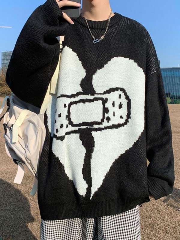 Herren-Herz-Jacquard-Pullover