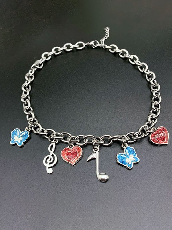 Romantische Schmetterlings-Herz-Charme-Halskette